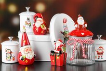 Dekoratief | Bewaarpotje 'Santa/Snowman/Penguin', metaal, 7x7x8cm, set van 3 stuks | A248235
