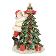 Clayre & Eef | Decoratie kerstman met boom groen LED 15x10x22 cm | 6PR4179