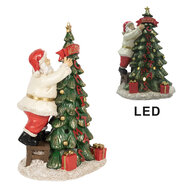 Clayre & Eef | Decoratie kerstman met boom groen LED 15x10x22 cm | 6PR4179