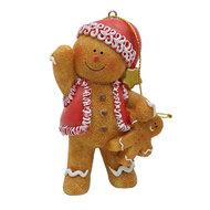 Clayre & Eef | Decoratie Hanger Peperkoekpop Bruin Wit 6x4x9 cm | 6PR4336