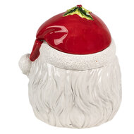 Clayre & Eef | Voorraadpot Deksel Wit Rood 20x17x22 cm | 6CE1856