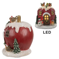 Clayre & Eef | Decoratie Huis met LED Rood 12x11x13 cm | 6PR4175