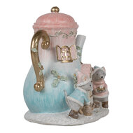 Clayre & Eef | Decoratie muizen familie Blauw Roze LED 15x12x16 cm | 6PR4218