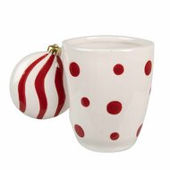 Clayre & Eef | Mok Wit Rood 14x9x10 cm / 350 ml | 6CEMU0162R