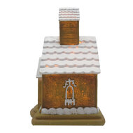 Clayre & Eef | Decoratie Huis met LED Bruin Wit 9x9x14 cm | 6PR4192