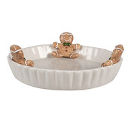 Clayre & Eef | Serveerschaal Wit Bruin ø 23x3 / 7 cm | 6CE1857W