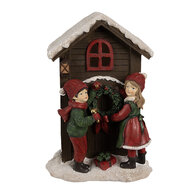 Clayre & Eef | Decoratie Beeld Kinderen Bruin Rood LED 13x10x20 cm | 6PR4177