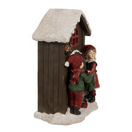 Clayre & Eef | Decoratie Beeld Kinderen Bruin Rood LED 13x10x20 cm | 6PR4177
