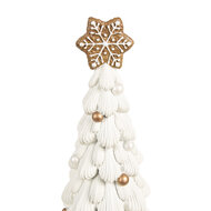 Clayre & Eef | Kerstdecoratie Beeld Kerstboom Wit Bruin ø 13x26 cm | 6PR4246