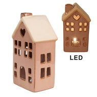 Clayre & Eef | Decoratie Huisje met LED Bruin 6x6x11 cm | 6CE1795