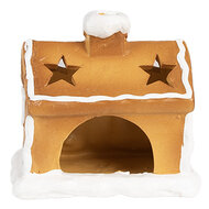 Clayre & Eef | Theelichthouder Kerst Huisje Bruin 11x8x10 cm | 6CE1804