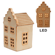 Clayre & Eef | Decoratie Huisje met LED Beige 6x6x11 cm | 6CE1843