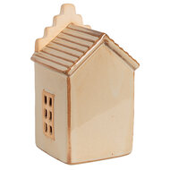 Clayre & Eef | Decoratie Huisje met LED Beige 6x6x11 cm | 6CE1843