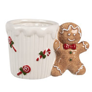 Clayre & Eef | Mok Wit Bruin 15x10x10 cm / 350 ml | 6CEMU0159