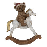 Clayre & Eef | Decoratie beer op hobbelpaard Bruin 12x4x14 cm | 6PR4169