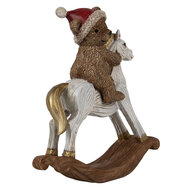 Clayre & Eef | Decoratie beer op hobbelpaard Bruin 12x4x14 cm | 6PR4169