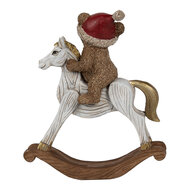 Clayre & Eef | Decoratie beer op hobbelpaard Bruin 12x4x14 cm | 6PR4169
