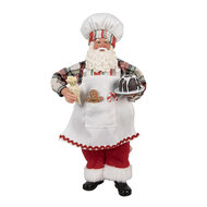 Clayre & Eef | Kerstdecoratie Kerstman Wit Rood 16x9x28 cm | 65629