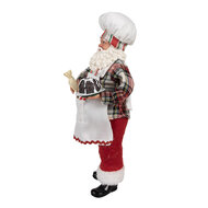 Clayre & Eef | Kerstdecoratie Kerstman Wit Rood 16x9x28 cm | 65629