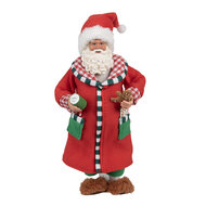 Clayre & Eef | Kerstdecoratie Kerstman Rood Groen 15x9x28 cm | 65630
