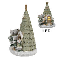 Clayre & Eef | Decoratie muizen familie groen LED 12x10x17 cm | 6PR4190