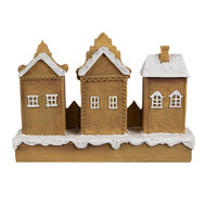 Clayre & Eef | Decoratie Huis met LED Bruin Wit 13x4x10 cm | 6PR4194