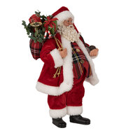 Clayre & Eef | Kerstdecoratie Kerstman Rood Wit 16x10x27 cm | 65596