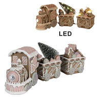 Clayre & Eef | Decoratie Trein met LED Bruin Roze 30x7x12 cm | 6PR4315