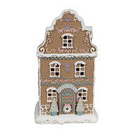 Clayre & Eef | Decoratie Huis met LED Bruin Roze 12x9x20 cm / 3xAAA | 6PR4318
