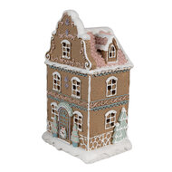 Clayre & Eef | Decoratie Huis met LED Bruin Roze 12x9x20 cm / 3xAAA | 6PR4318