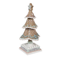 Clayre & Eef | Kerstdecoratie Kerstboom Bruin Wit 12x12x25 cm | 6PR4320