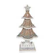 Clayre & Eef | Kerstdecoratie Kerstboom Bruin Wit 12x12x25 cm | 6PR4320