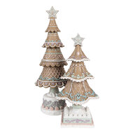 Clayre & Eef | Kerstdecoratie Kerstboom Bruin Wit 12x12x25 cm | 6PR4320