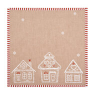 Clayre & Eef | Servetten Katoen Set van 6 Bruin Wit 40x40 cm | GBB43