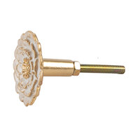 Clayre & Eef | Deurknop Wit Goudkleurig ø 4x3 cm / S3 cm | 65736