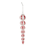 Clayre & Eef | Kerstbal Wit Rood ø 3x18 cm | 6GL4614