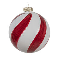Clayre & Eef | Kerstbal Rood Wit ø 8x8 cm | 6GL4618