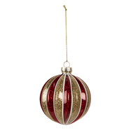 Clayre & Eef | Kerstbal Rood Goudkleurig ø 10x10 cm | 6GL4627