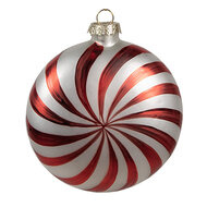 Clayre & Eef | Kerstbal Rood Wit 8x3x8 cm | 6GL4632
