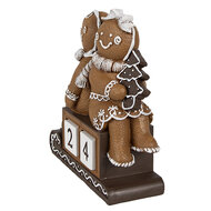 Clayre & Eef | Decoratie peperkoekpoppen met kalender Bruin Wit 11x4x13 cm | 6PR4311