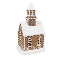 Clayre & Eef | Decoratie Huis met LED Bruin, Wit 13x11x25 cm | 6PR4974GG