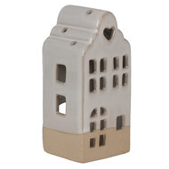 Clayre & Eef | Theelichthouder Kerst Huisje Beige 7x6x14 cm | 6CE1789