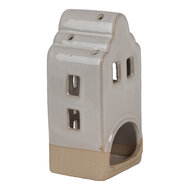 Clayre & Eef | Theelichthouder Kerst Huisje Beige 7x6x14 cm | 6CE1789