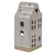 Clayre & Eef | Theelichthouder Kerst Huisje Beige 9x8x18 cm | 6CE1790