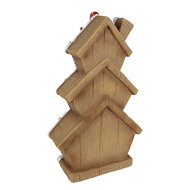 Clayre & Eef | Decoratie Huis met LED Bruin Wit 24x11x41 cm / 2xAAA | 6MG0051