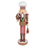 Clayre & Eef | Kerstdecoratie Notenkraker Bruin Rood 13x12x46 cm | 6PR4257