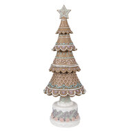 Clayre & Eef | Kerstdecoratie Beeld Kerstboom Bruin Roze ø 16x42 cm | 6PR4324