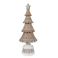 Clayre & Eef | Kerstdecoratie Beeld Kerstboom Bruin Roze ø 16x42 cm | 6PR4324