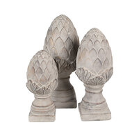 Clayre & Eef | Decoratie Beeld Dennenappel Grijs ø 17x39 cm | 6TE0545L