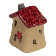 Clayre &amp; Eef   | Decoratie Huisje Bruin Rood 7x6x8 cm | 6CE1778